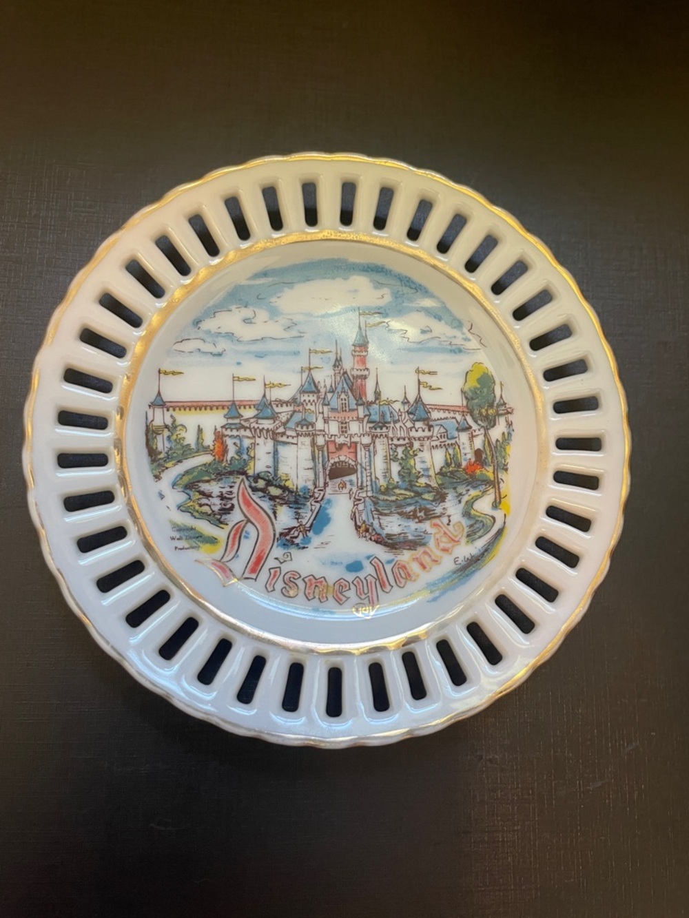 Vintage Disneyland Souvenir Plate Eleanor Welborn Sleeping Beauty’s Castle